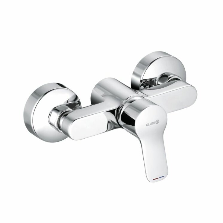 378410565 Смеситель для душа, Kludi, Pure&Easy, тип открывания воды-однорычажный, тип регулирования воды-керамический картридж, монтаж-настенный, отверстия для монтажа-2, отвод для душа G 1/2, цвет-хром