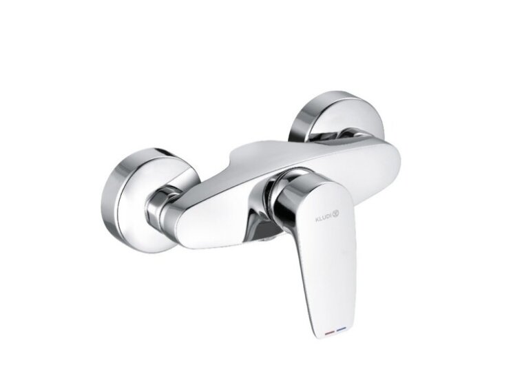 348410575 Смеситель для душа, Kludi, Pure&Solid, тип открывания воды-однорычажный, тип регулирования воды-керамический картридж, монтаж-настенный, отверстия для монтажа-2, отвод для душа G 1/2, цвет-хром