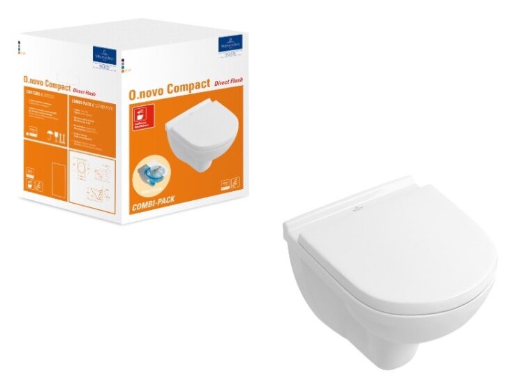 5688HR01 Унитаз Villeroy&Boch O'Novo, безободковый, тип установки-подвесной, сиденье-в комплекте