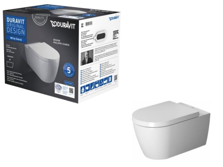 45290900A1 Унитаз Duravit ME by Starck, без смывного края, тип установки-подвесной